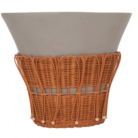 ΤΡΑΠΕΖΙ ΣΑΛΟΝΙΟΥ PERRAL FIBER CEMENT ΓΚΡΙ-ΦΥΣΙΚΟ RATTAN--Φ55x45Υεκ