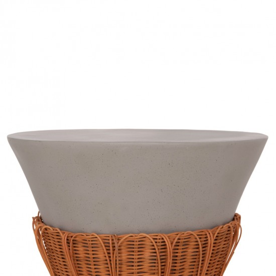 ΤΡΑΠΕΖΙ ΣΑΛΟΝΙΟΥ PERRAL FIBER CEMENT ΓΚΡΙ-ΦΥΣΙΚΟ RATTAN--Φ55x45Υεκ