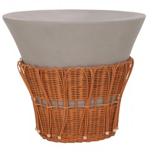 ΤΡΑΠΕΖΙ ΣΑΛΟΝΙΟΥ PERRAL FIBER CEMENT ΓΚΡΙ-ΦΥΣΙΚΟ RATTAN--Φ55x45Υεκ