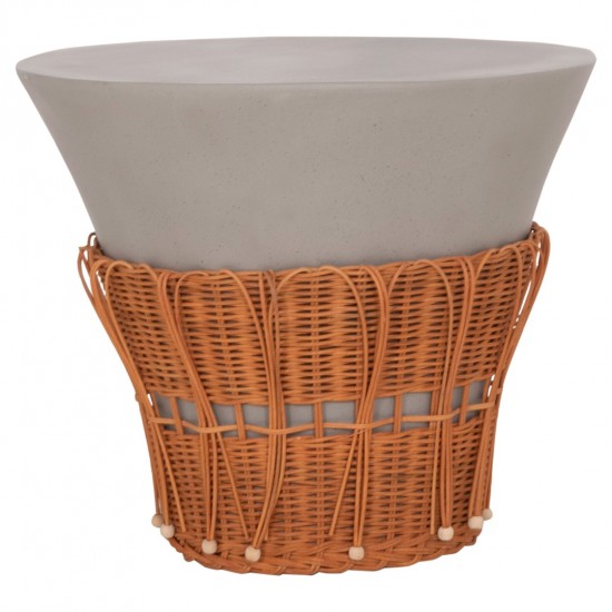 ΤΡΑΠΕΖΙ ΣΑΛΟΝΙΟΥ PERRAL FIBER CEMENT ΓΚΡΙ-ΦΥΣΙΚΟ RATTAN--Φ55x45Υεκ