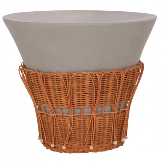 ΤΡΑΠΕΖΙ ΣΑΛΟΝΙΟΥ PERRAL FIBER CEMENT ΓΚΡΙ-ΦΥΣΙΚΟ RATTAN--Φ55x45Υεκ