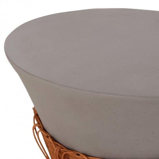 ΤΡΑΠΕΖΙ ΣΑΛΟΝΙΟΥ PERRAL FIBER CEMENT ΓΚΡΙ-ΦΥΣΙΚΟ RATTAN--Φ55x45Υεκ