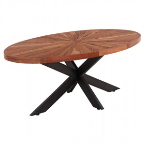 ΤΡΑΠΕΖΙ ΣΑΛΟΝΙΟΥ ΟΒΑΛ MONTANA SUPERIOR ΞΥΛΟ ΑΚΑΚΙΑΣ-ΜΕΤΑΛΛΟ 120x61x45Υεκ.