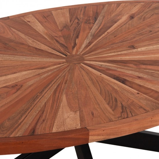 ΤΡΑΠΕΖΙ ΣΑΛΟΝΙΟΥ ΟΒΑΛ MONTANA SUPERIOR ΞΥΛΟ ΑΚΑΚΙΑΣ-ΜΕΤΑΛΛΟ 120x61x45Υεκ.