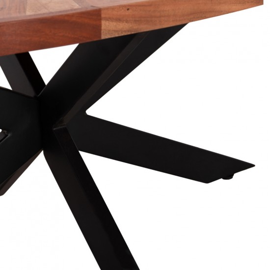 ΤΡΑΠΕΖΙ ΣΑΛΟΝΙΟΥ ΟΒΑΛ MONTANA SUPERIOR ΞΥΛΟ ΑΚΑΚΙΑΣ-ΜΕΤΑΛΛΟ 120x61x45Υεκ.