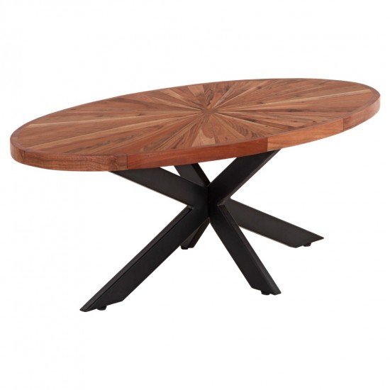 ΤΡΑΠΕΖΙ ΣΑΛΟΝΙΟΥ ΟΒΑΛ MONTANA SUPERIOR ΞΥΛΟ ΑΚΑΚΙΑΣ-ΜΕΤΑΛΛΟ 120x61x45Υεκ.