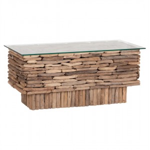 ΤΡΑΠΕΖΙ ΣΑΛΟΝΙΟΥ ΟΡΘΟΓΩΝΙΟ SPARROW DRIFTWOOD--ΓΥΑΛΙ 105x45x47Υεκ.