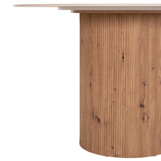 ΤΡΑΠΕΖΙ ΤΡΑΠΕZΑΡΙΑΣ TWIL ΚΕΡΑΜΙΚΟ TOP ΟΨΗ ΤΡΑΒΕΡΤΙΝΑΣ-MDF ΒΑΣΗ Φ126x77Υεκ