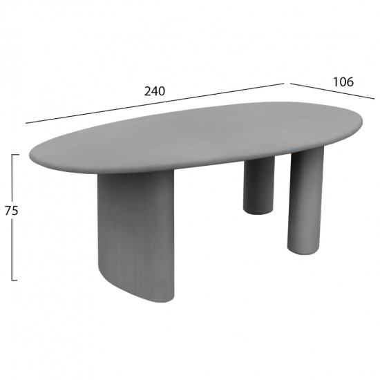 ΤΡΑΠΕΖΙ ΤΡΑΠΕΖΑΡΙΑΣ ΟΒΑΛ VOLPE ΓΚΡΙ FIBER CEMENT 240x100x75Υεκ ΤΡΑΠΕΖΙ ΤΡΑΠΕΖΑΡΙΑΣ ΟΒΑΛ VOLPE ΓΚΡΙ FIBER CEMENT 240x100x75Υεκ