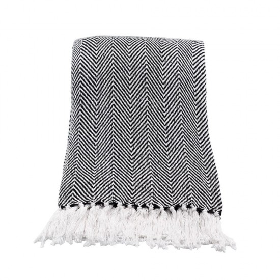 MINTONI ΡΙΧΤΑΡΙ ΔΙΑΚΟΣΜΗΤΙΚΟ 180x240cm ΒΑΜΒΑΚΙ ΜΑΥΡΟ ΛΕΥΚΟ POLYESTER