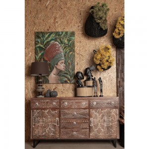 JUNGLE LADY ΠΙΝΑΚΑΣ ΔΙΑΚΟΣΜΗΣΗΣ 76x100x4cm ΚΑΜΒΑΣ ΠΟΛΥΧΡΩΜΟ ΞΥΛΟ