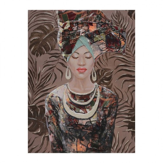 JUNGLE LADY ΠΙΝΑΚΑΣ ΔΙΑΚΟΣΜΗΣΗΣ 76x100x4cm ΚΑΜΒΑΣ ΠΟΛΥΧΡΩΜΟ ΞΥΛΟ