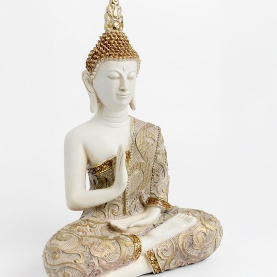 FADHI ΔΙΑΚΟΣΜΗΤΙΚΟ ΒΟΥΔΑΣ 22x12x34cm POLYRESIN ΜΠΕΖ ΧΡΥΣΟ ΜΩΒ