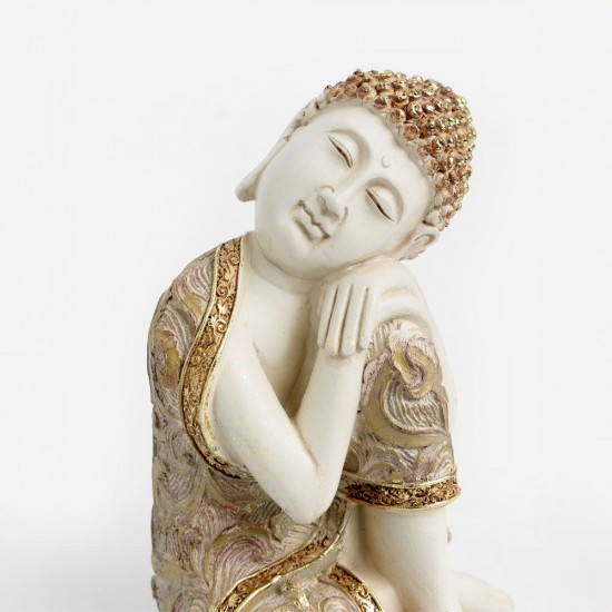 FADHI ΔΙΑΚΟΣΜΗΤΙΚΟ ΒΟΥΔΑΣ 10x10x16cm POLYRESIN ΜΠΕΖ ΧΡΥΣΟ ΜΩΒ