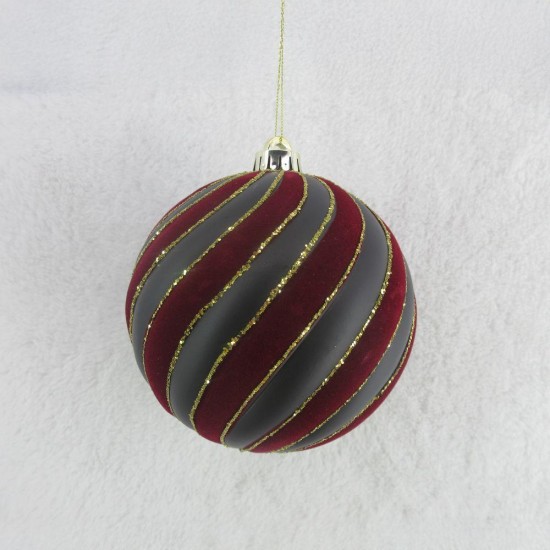 CHERRY ΧΡΙΣΤΟΥΓΕΝΝΙΑΤΙΚΗ ΜΠΑΛΑ 15x15x16cm ΒΕΛΟΥΔΟ ΚΟΚΚΙΝΟ ΣΚΟΥΡΟ ΜΑΥΡΟ