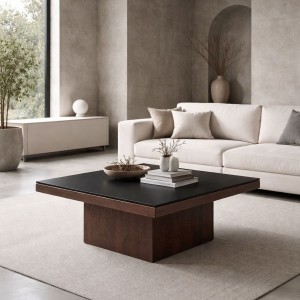 NUEZ COFFEE TABLE ΚΑΡΥΔΙ ΜΑΥΡΟ 79x79x40cm