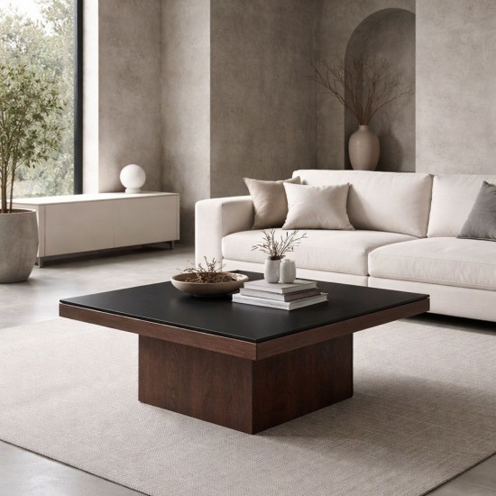 NUEZ COFFEE TABLE ΚΑΡΥΔΙ ΜΑΥΡΟ 79x79x40cm