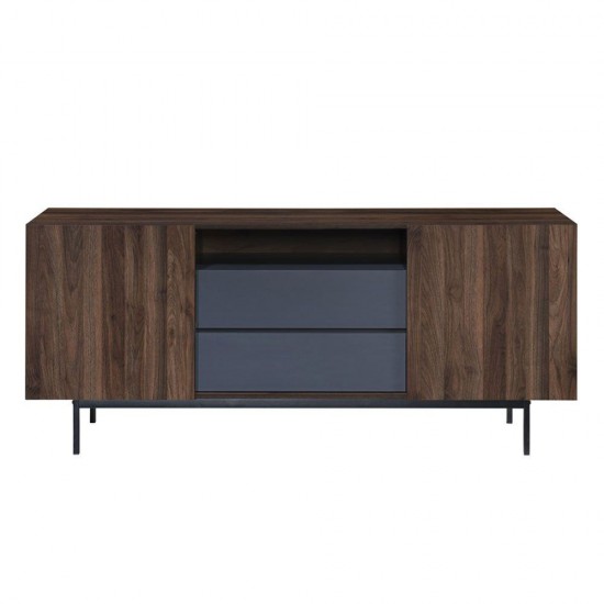 GROOVES ΜΠΟΥΦΕΣ 2ΠΟΡΤΕΣ 2ΣΥΡΤΑΡΙΑ WOTAN OAK ΓΚΡΙ 180x41,5xH80cm