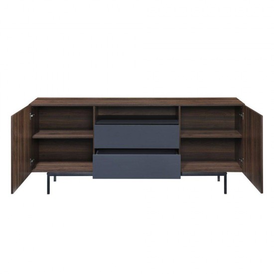 GROOVES ΜΠΟΥΦΕΣ 2ΠΟΡΤΕΣ 2ΣΥΡΤΑΡΙΑ WOTAN OAK ΓΚΡΙ 180x41,5xH80cm