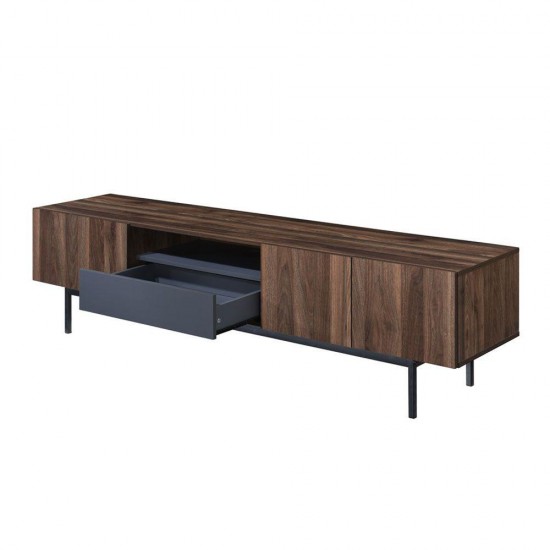 GROOVES TV STAND 2ΠΟΡΤΕΣ 2ΣΥΡΤΑΡΙΑ WOTAN OAK ΓΚΡΙ 180x41,5xH50cm