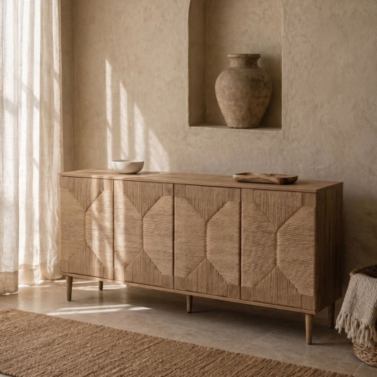 SISAL ΜΠΟΥΦΕΣ 4ΠΟΡΤΕΣ ΦΥΣΙΚΟ 160x39x78.5cm SISAL ΜΠΟΥΦΕΣ 4ΠΟΡΤΕΣ ΦΥΣΙΚΟ 160x39x78.5cm