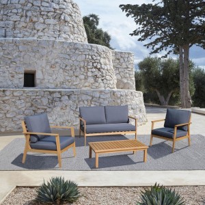 PIAZZA ΣΑΛΟΝΙ SET 1+2+1 ΦΥΣΙΚΟ ΓΚΡΙ ΣΚΟΥΡΟ