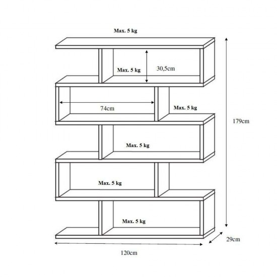SYSTEM ΒΙΒΛΙΟΘΗΚΗ SONOMA 120x29xH179cm