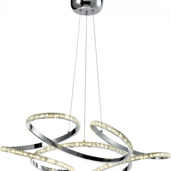 Κρεμαστό Φωτιστικό Μοντέρνο LED Ασημί Με κρύσταλλα-ΚΡΕΜΑΣΤΟ ΦΩΤΙΣΤΙΚΟ-ΑΣΗΜΙ-ΚΡΥΣΤΑΛΛΑ-LED-