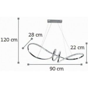 Κρεμαστό Φωτιστικό Μοντέρνο LED Χρώμιο Με Κρύσταλλα