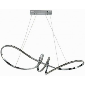 Κρεμαστό Φωτιστικό Μοντέρνο LED Χρώμιο Με Κρύσταλλα