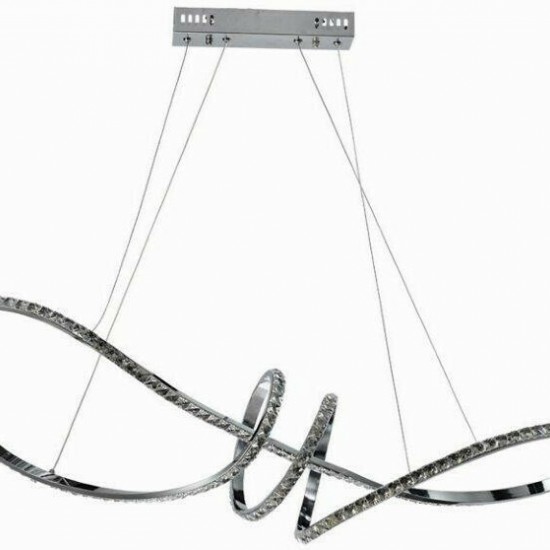 Κρεμαστό Φωτιστικό Μοντέρνο LED Χρώμιο Με Κρύσταλλα-ΚΡΥΣΤΑΛΛΑ-ΑΣΗΜΙ-ΚΡΕΜΑΣΤΟ ΦΩΤΙΣΤΙΚΟ-LED-