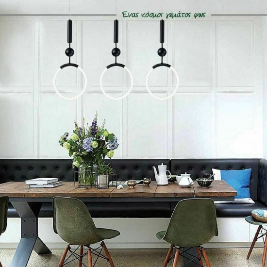 Κρεμαστό Φωτιστικό Μοντέρνο LED Μαύρο-ΚΡΕΜΑΣΤΟ ΜΟΝΟΦΩΤΟ-ΦΩΤΙΣΤΙΚΟ-ΜΑΥΡΟ-LED-