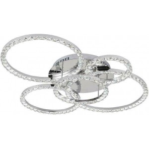 Πλαφονιέρα Οροφής Ασημί με Κρύσταλλα LED 80x60cm