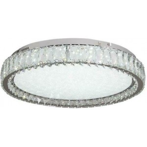 Πλαφονιέρα Οροφής Ασημί με Κρύσταλλα LED 40x15cm