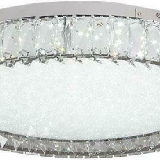 Πλαφονιέρα Οροφής Ασημί με Κρύσταλλα LED 40x15cm-ΠΛΑΦΟΝΙΕΡΑ-ΦΩΤΙΣΤΙΚΟ ΟΡΟΦΗΣ-ΚΡΥΣΤΑΛΛΟ-ΑΣΗΜΙ-LED-