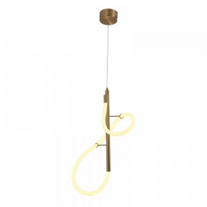 Μοντέρνο Κρεμαστό Φωτιστικό με Ενσωματωμένο LED σε Χρυσό Χρώμα