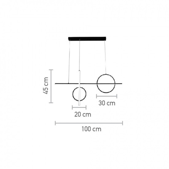 VIVA ΚΡΕΜΑΣΤΟ ΦΩΤΙΣΤΙΚΟ LED ΜΕΤΑΛΛΟ ΜΑΥΡΟ 100cm