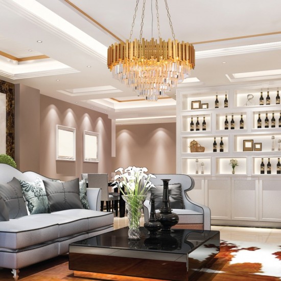 ARISTO ΚΡΕΜΑΣΤΟ ΦΩΤΙΣΤΙΚΟ 12ΦΩΤΟ ΚΡΥΣΤΑΛΛΟ ΑΛΟΥΜΙΝΙΟ ΧΡΥΣΟ Φ80cm