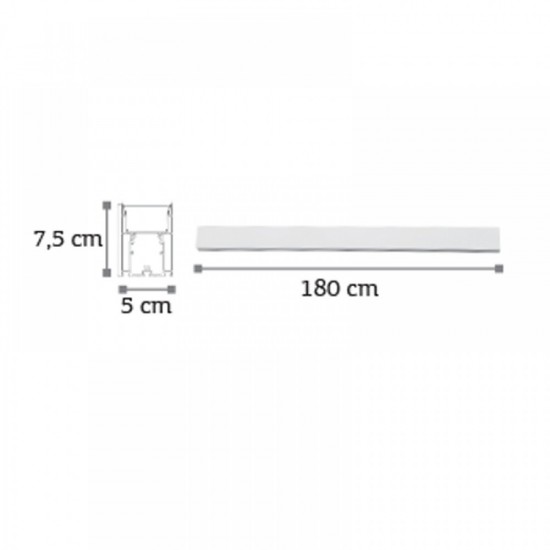 Γραμμικό Φωτιστικό Οροφής/Κρεμαστό LED Αλουμινίου Λευκό 180cm