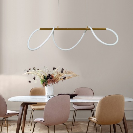 Μοντέρνο Κρεμαστό Φωτιστικό Ράγα με Ενσωματωμένο LED Dimmable σε Χρυσό Χρώμα