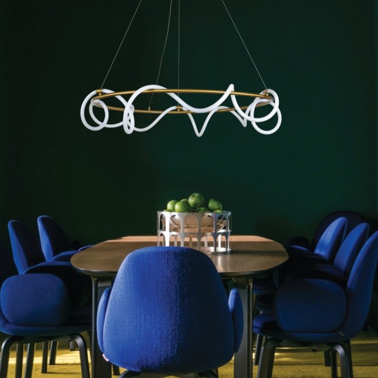 Μοντέρνο Κρεμαστό Φωτιστικό με Ενσωματωμένο LED σε Χρυσό Χρώμα Φ60