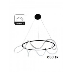 Κρεμαστό Φωτιστικό Μοντέρνο LED Μαύρο Φ80