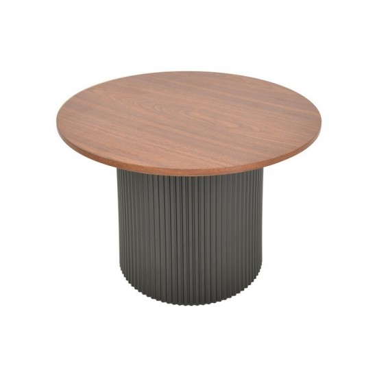 Τραπέζι σαλονιού Dovel mdf σε καρυδί-μαυρη απόχρωση Φ70x40εκ