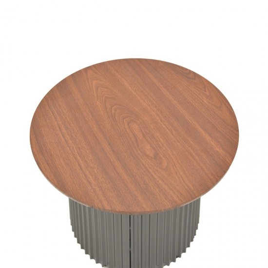 Τραπέζι σαλονιού Dovel mdf σε καρυδί-μαυρη απόχρωση Φ70x40εκ