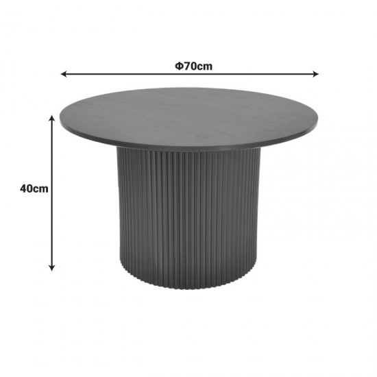 Τραπέζι σαλονιού Dovel mdf σε καρυδί-μαυρη απόχρωση Φ70x40εκ