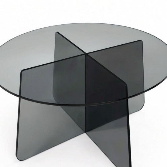 Τραπέζι σαλονιού Cleary tempered 8mm γυαλί ανθρακί Φ70x45εκ Τραπέζι σαλονιού Cleary tempered 8mm γυαλί ανθρακί Φ70x45εκ