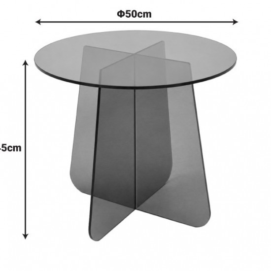 Τραπέζι βοηθητικό Cleary tempered 8mm γυαλί ανθρακί Φ50x45εκ Τραπέζι βοηθητικό Cleary tempered 8mm γυαλί ανθρακί Φ50x45εκ