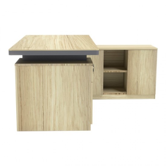 Γραφείο επαγγελματικό Lotus με δεξιά γωνία σε φυσική-ανθρακί απόχρωση  200x160x76εκ