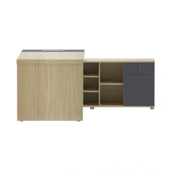 Γραφείο επαγγελματικό Lotus με δεξιά γωνία σε φυσική-ανθρακί απόχρωση  160x160x75εκ