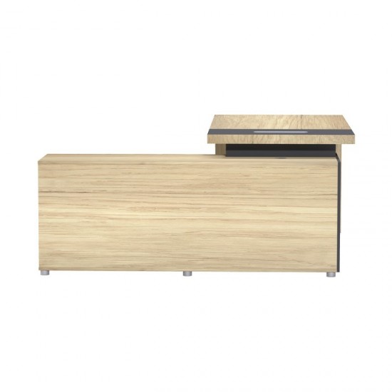 Γραφείο επαγγελματικό Lotus με δεξιά γωνία σε φυσική-ανθρακί απόχρωση  160x160x75εκ